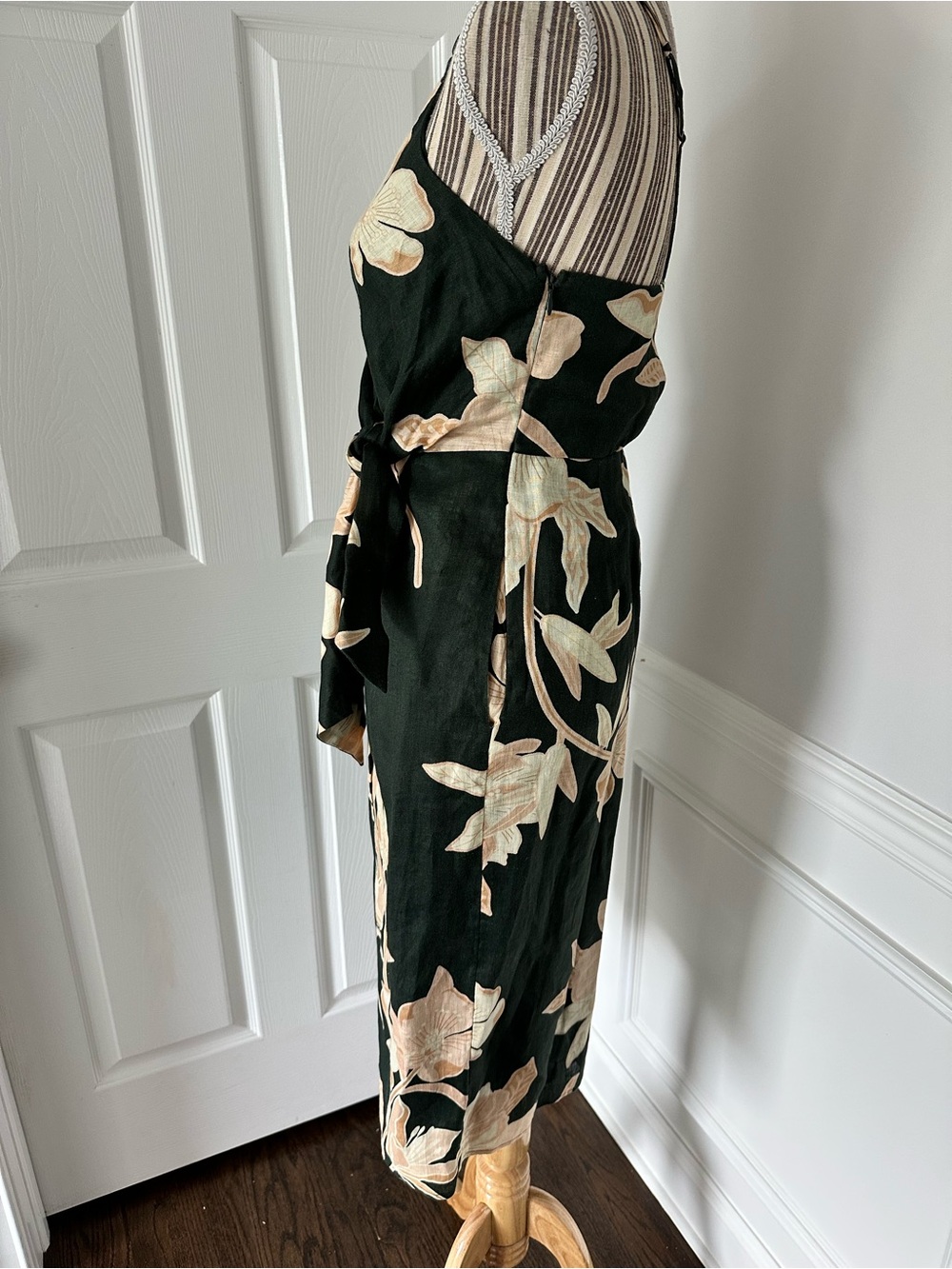 REISS Alice 100% Linen Floral Wrap Midi Dress Green Size 2 - Picture 6 of 9